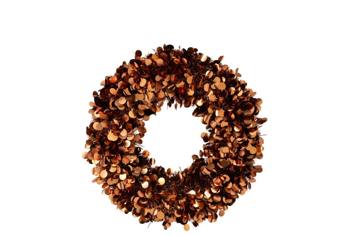 J-Line decoratie krans Sprankelend - polystyreen - bruin - medium
