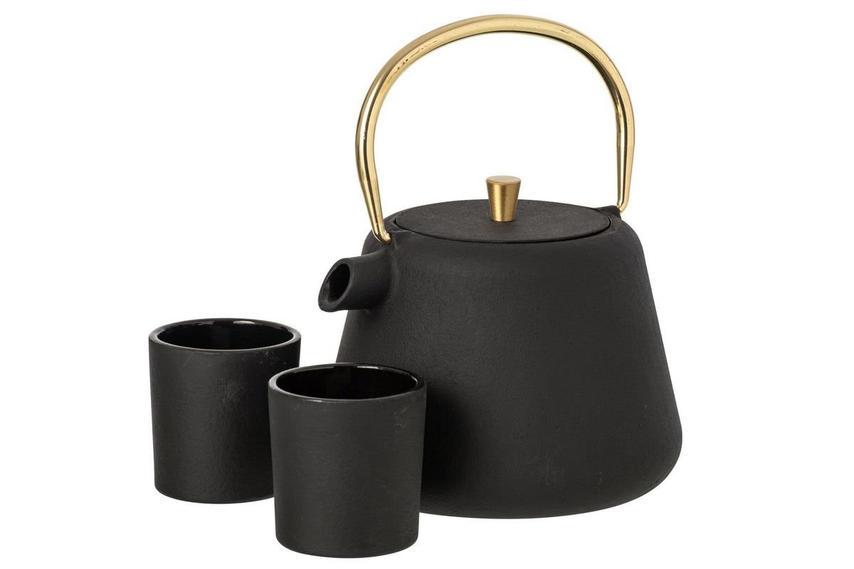 J-Line theepot - ijzer - zwart/goud