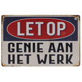 Genie aan het werk Retro Wandbord 20x30