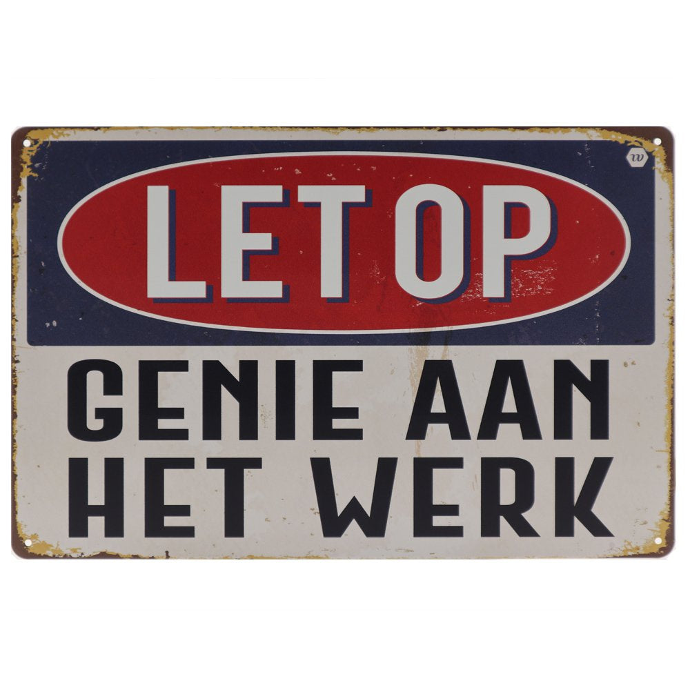 Genie aan het werk Retro Wandbord 20x30