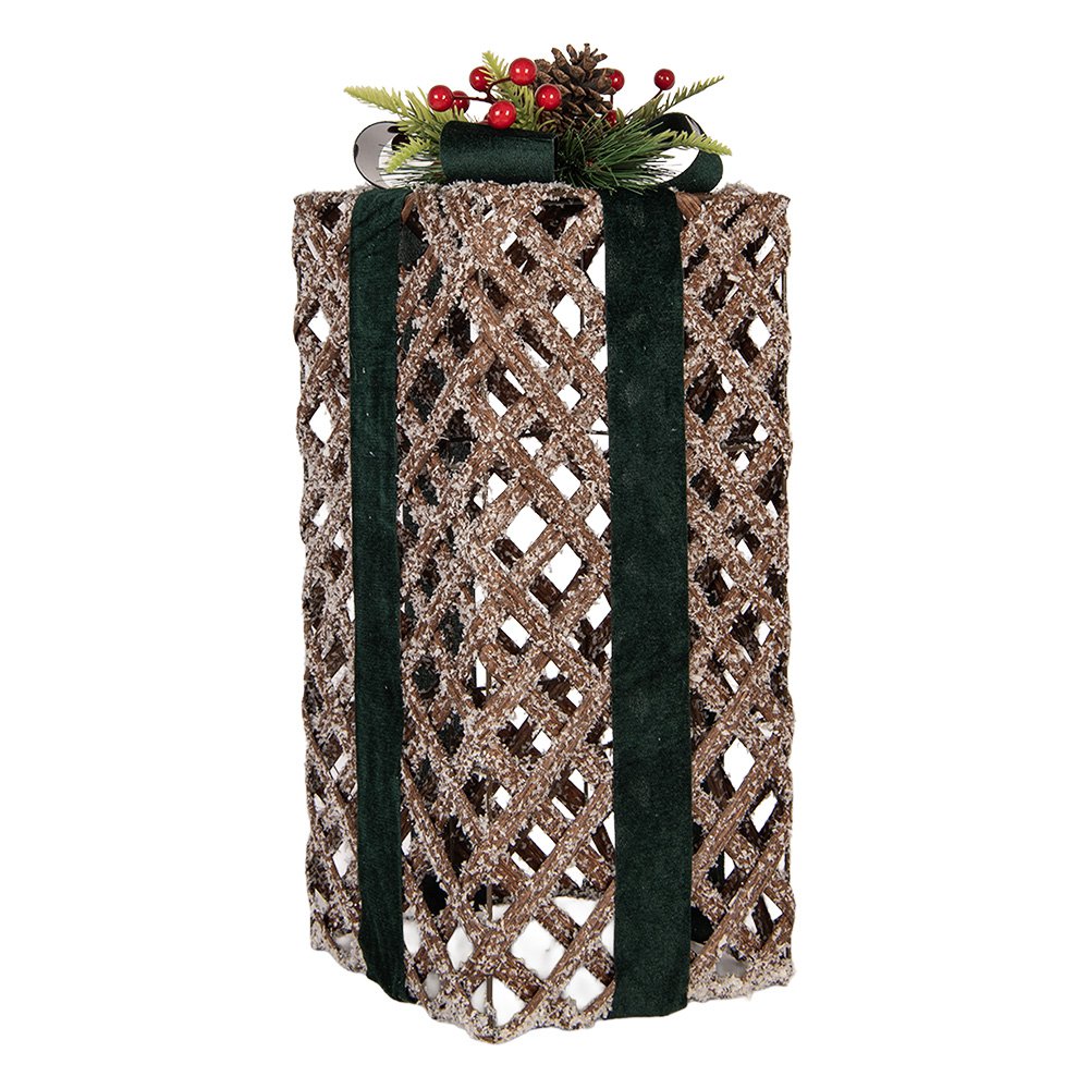 Kerstdecoratie Beeld Cadeau 16x16x44 cm Bruin Rotan