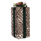 Kerstdecoratie Beeld Cadeau 16x16x44 cm Bruin Rotan
