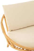 J-Line stoel + kussen - jute/textiel - naturel/wit