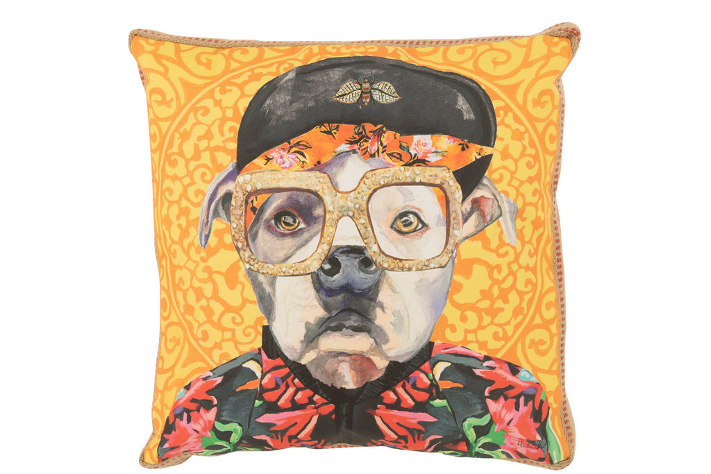 J-Line kussen Hond Popart - polyester/linnen - mix