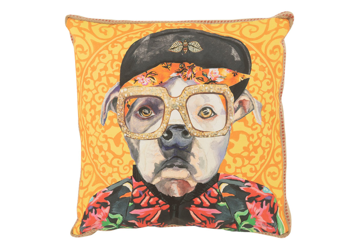 J-Line kussen Hond Popart - polyester/linnen - mix