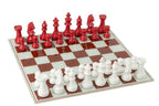 J-Line decoratie Schaakspel Plateau - polyresin - wit/kerstrood