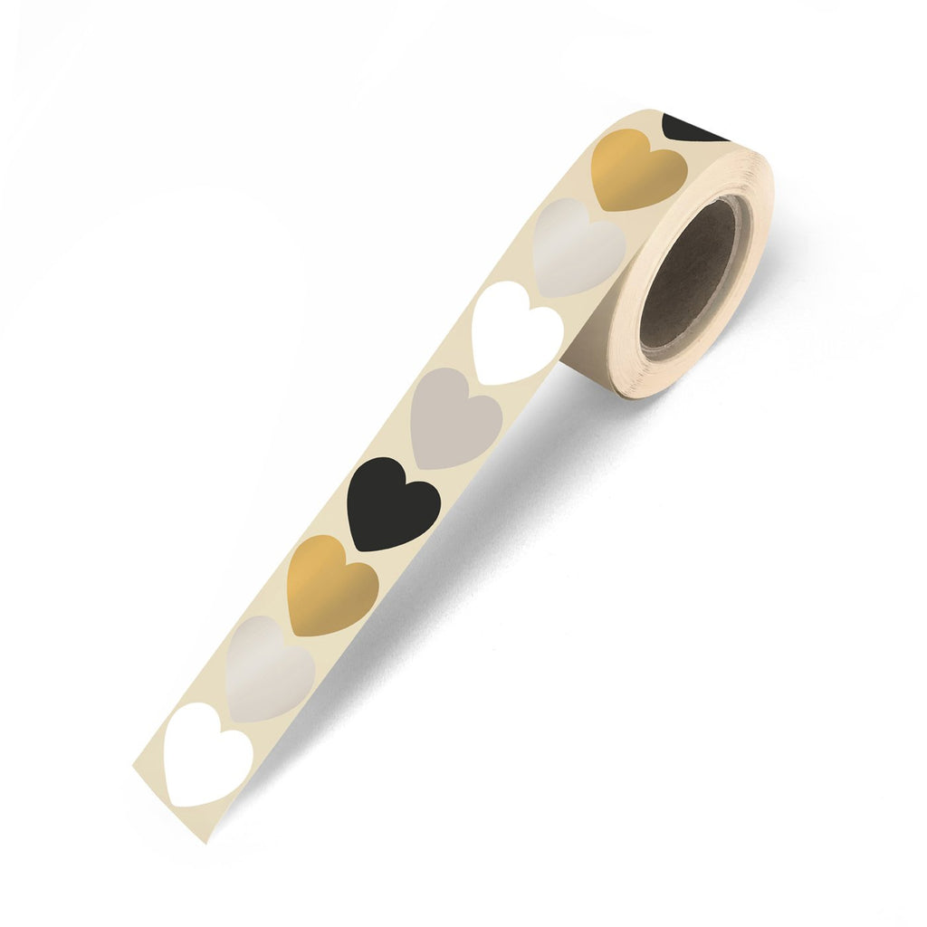 Multicolor Hearts cadeaustickers op rol - 500 stuks