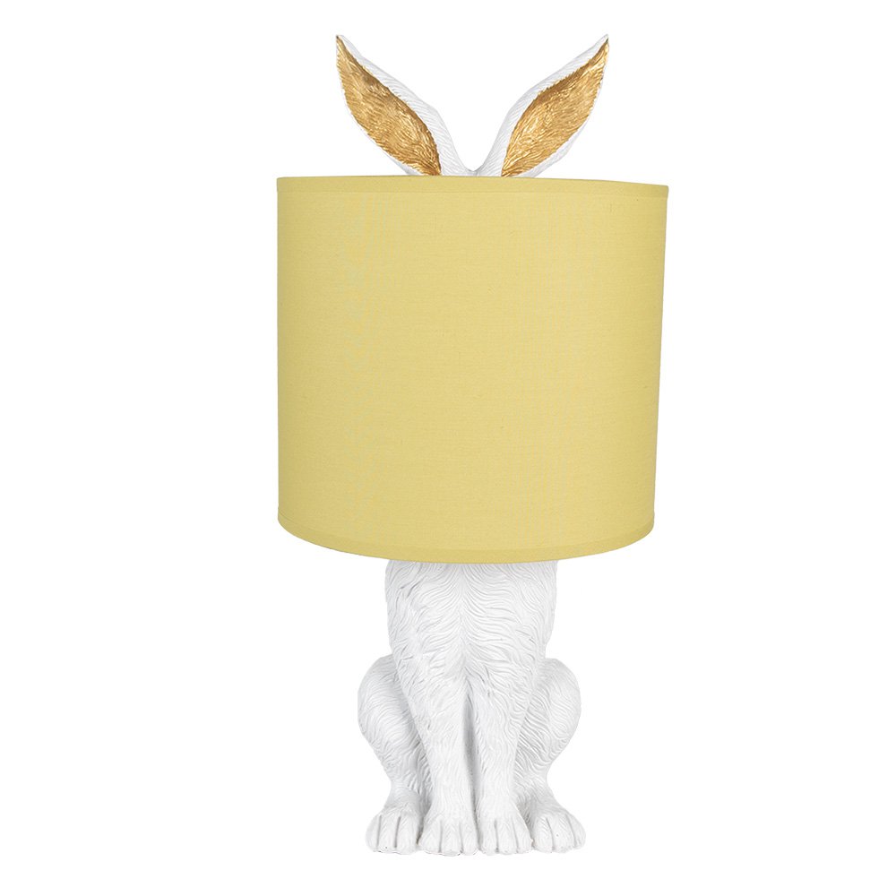 Tafellamp Konijn Ø 20x43 cm Wit Geel Polyresin Bureaulamp