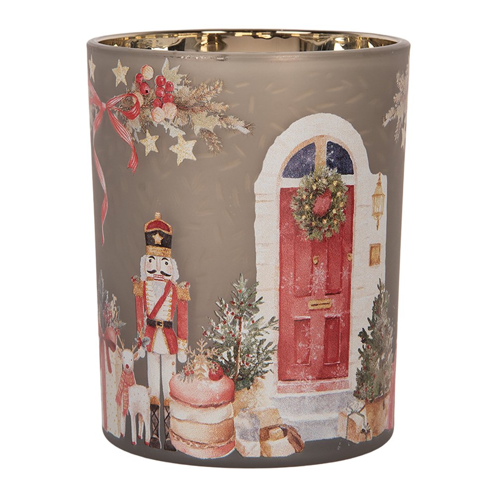 Waxinelichthouder Ø 10x13 cm Grijs Glas Kerst