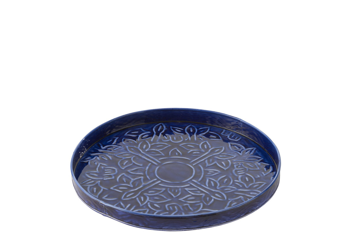 J-Line plateau nag - metaal - blauw - small