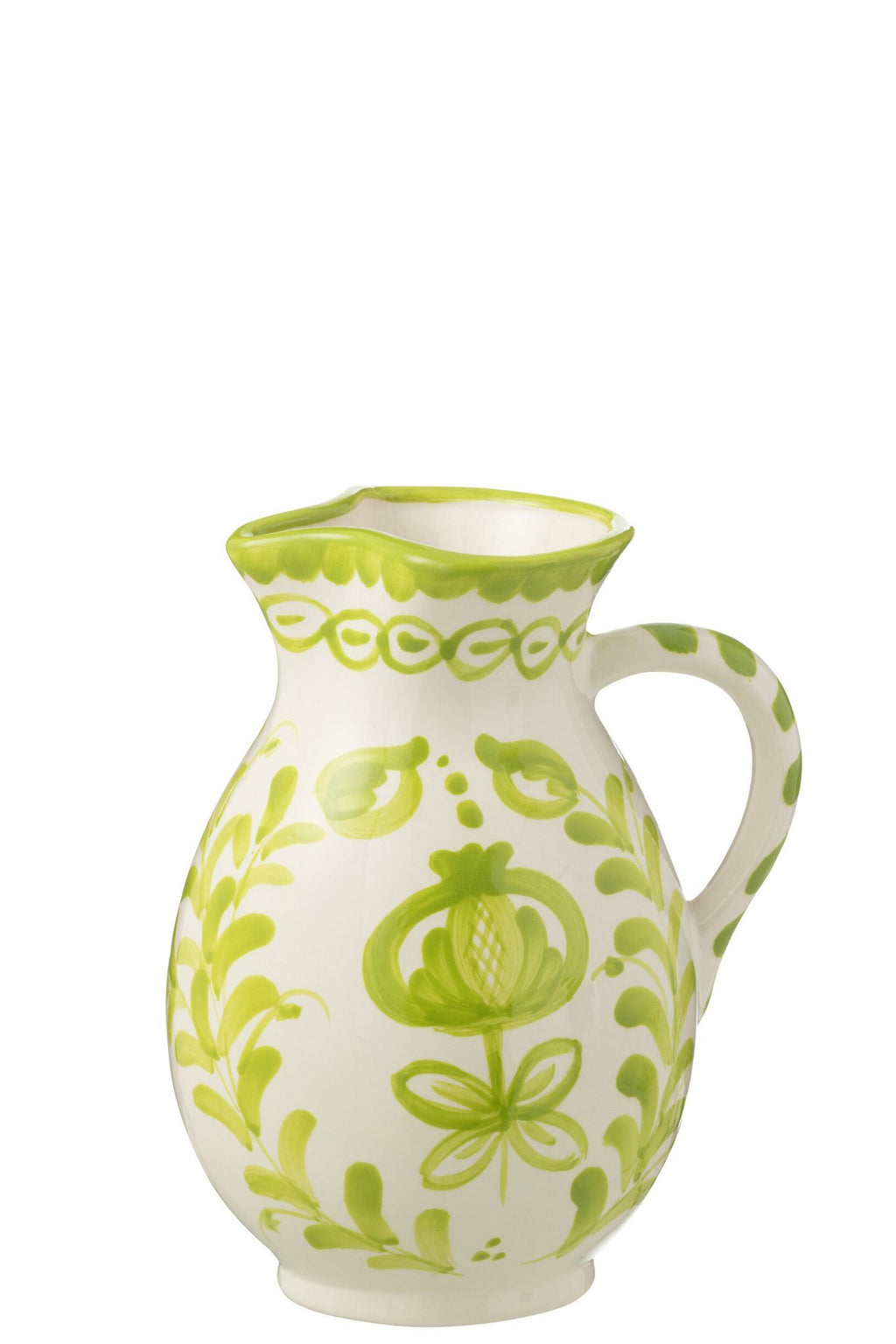 J-Line kruik Granada - keramiek - wit/groen - medium