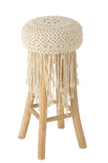 J-Line Barstoel Franjes Hout/Macrame Wit