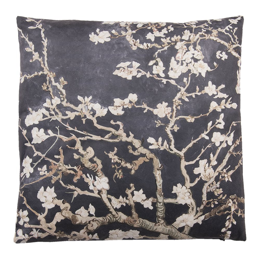 Sierkussen 45x45 cm Zwart Roze Synthetisch Bloesemtakken Kussenhoes met Kussenvulling
