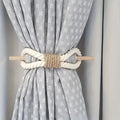 Gordijnhouders – Tie-Top Design – Massief hout, gebroken wit – Paar (2 stuks)