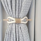 Gordijnhouders – Tie-Top Design – Massief hout, gebroken wit – Paar (2 stuks)