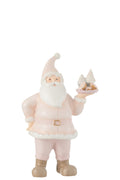 J-Line figuur Kerstman cake - polyresin - wit/roze