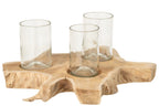 J-Line Vaas en windlicht met 3 potten - glas - naturel/transparant