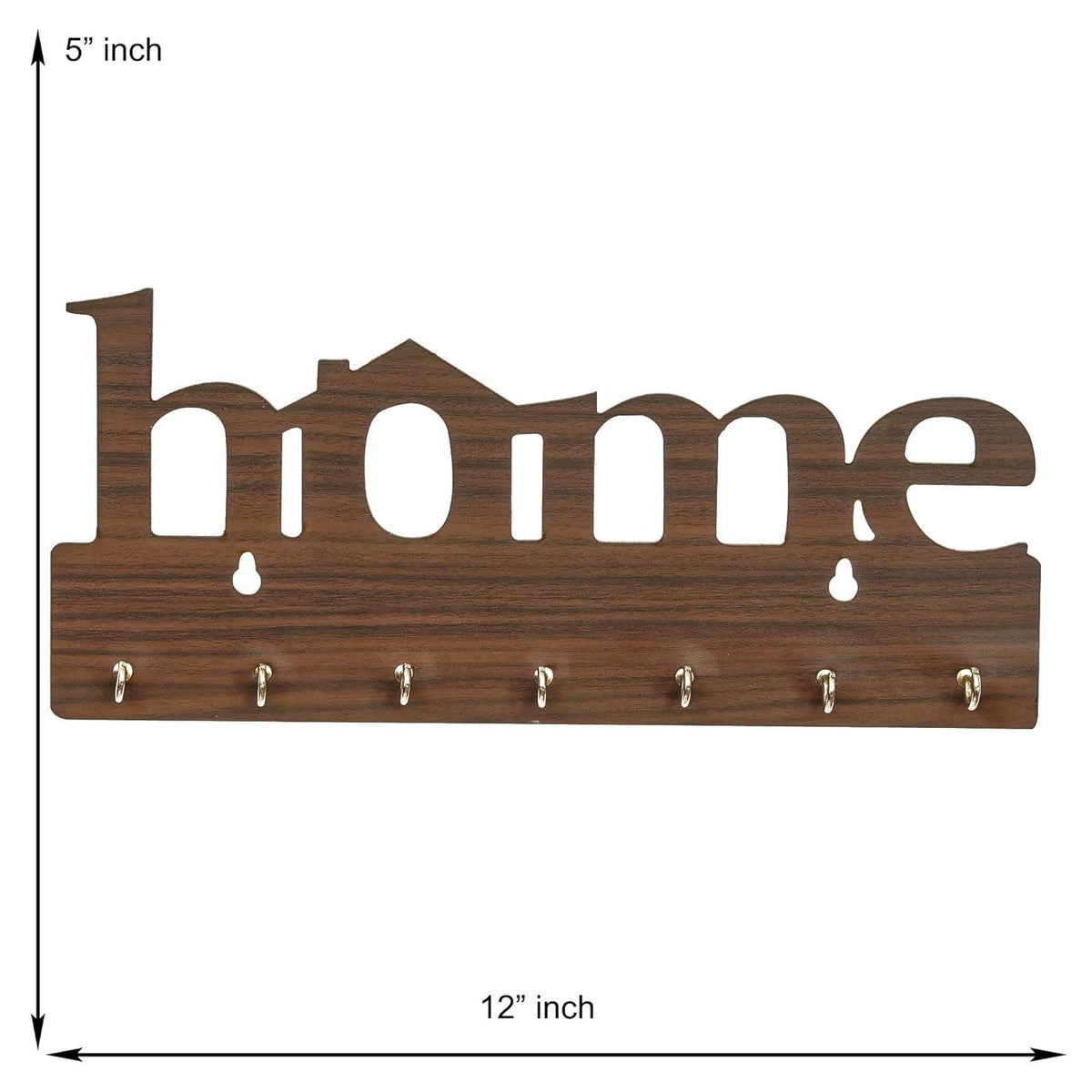 Houten Sleutelhouder – 7 Haken – 29x13,5x0,4 cm (Bruin)