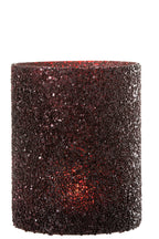 J-Line lantaarn Glitter - glas - bordeaux - groot