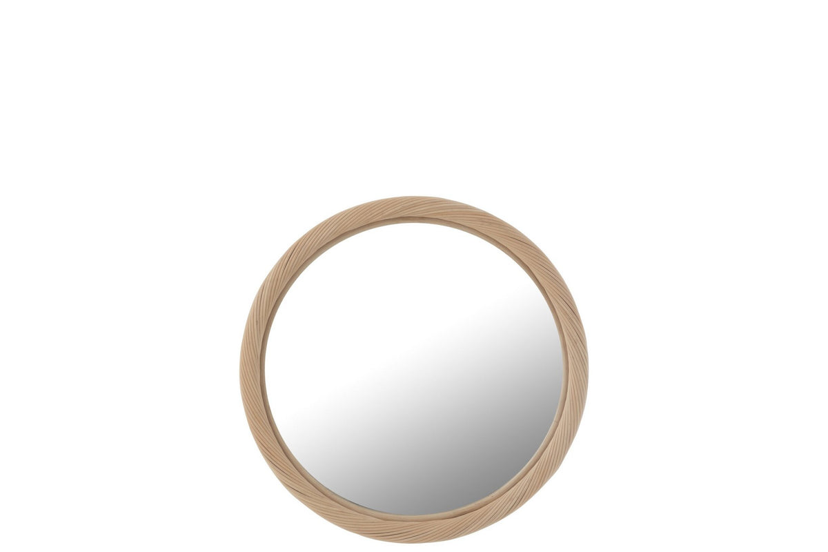 J -Line Spiegel Rond - Rattan/Glas - Naturel - Small - Ø 50 cm