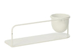 J-Line wandrek + bloempot - ijzer - wit