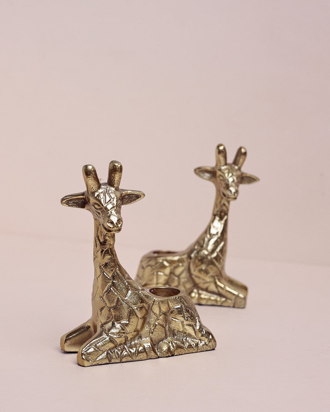 Kaarshouder | Messing giraffe | H 15,5 x D 7,5 cm, set van 2