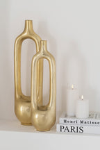 J-Line vaas Holle Binnenkant - aluminium - goud - L