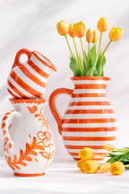 J-Line karaf Granada - keramiek - wit/oranje - medium