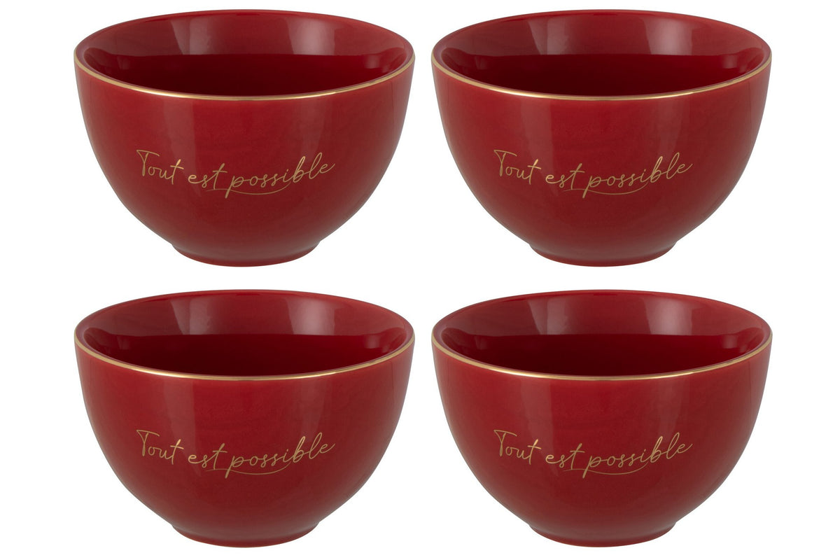 J-Line Tout Est Possible kom - porselein - rood