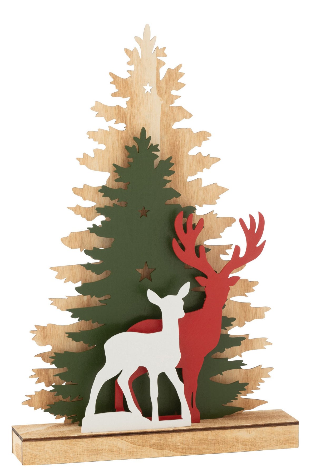 J-Line Deco Winter Led Rendier Bomen Hout Mix
