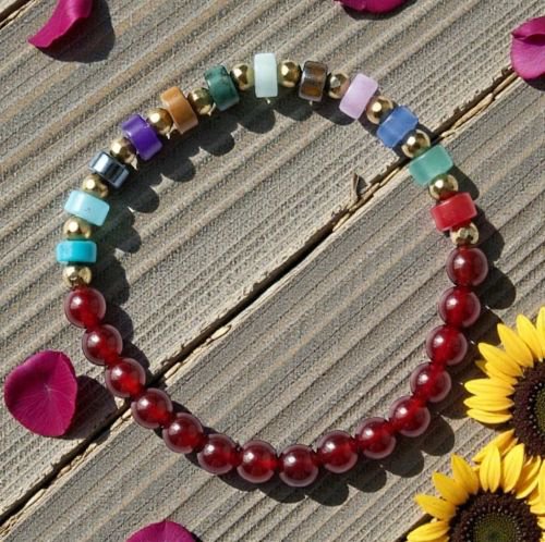 Dames armband Carneool 6 mm met spacers