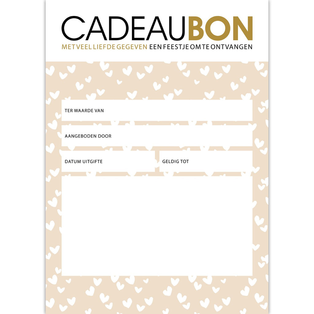 Cadeaubonnen Solo Hearts goud/wit – 25 stuks
