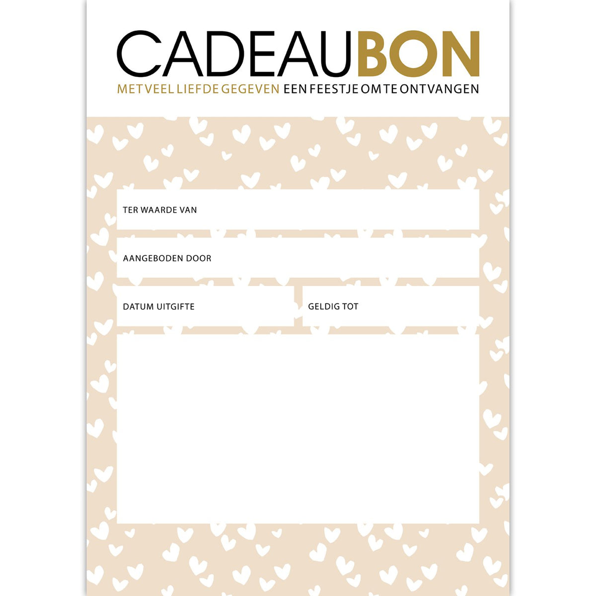 Cadeaubonnen Solo Hearts goud/wit – 25 stuks