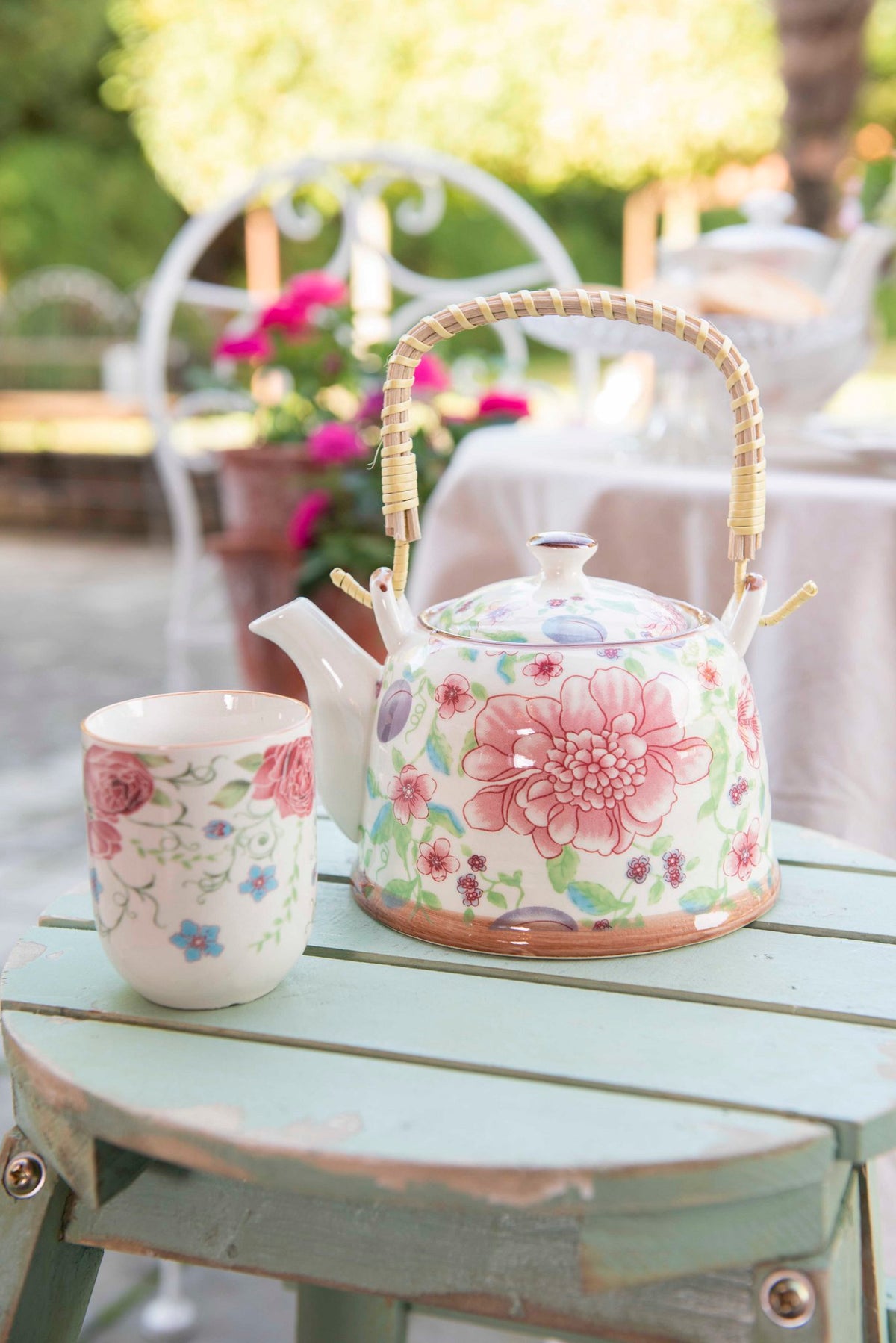 Mok 100 ml Roze Porselein Bloemen Theemok