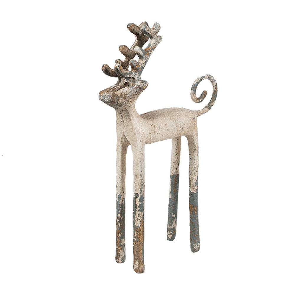 Decoratie Beeld Hert 16x5x25 cm Beige Metaal