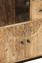 J-Line Kast met reliëf - mangohout - multikleur/naturel