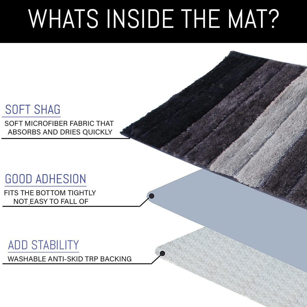 Luxe zachte microvezelbadmat, antislip en ultra-absorberend, 40x60 cm rechthoekig | Antislip, wasbare badkamermat