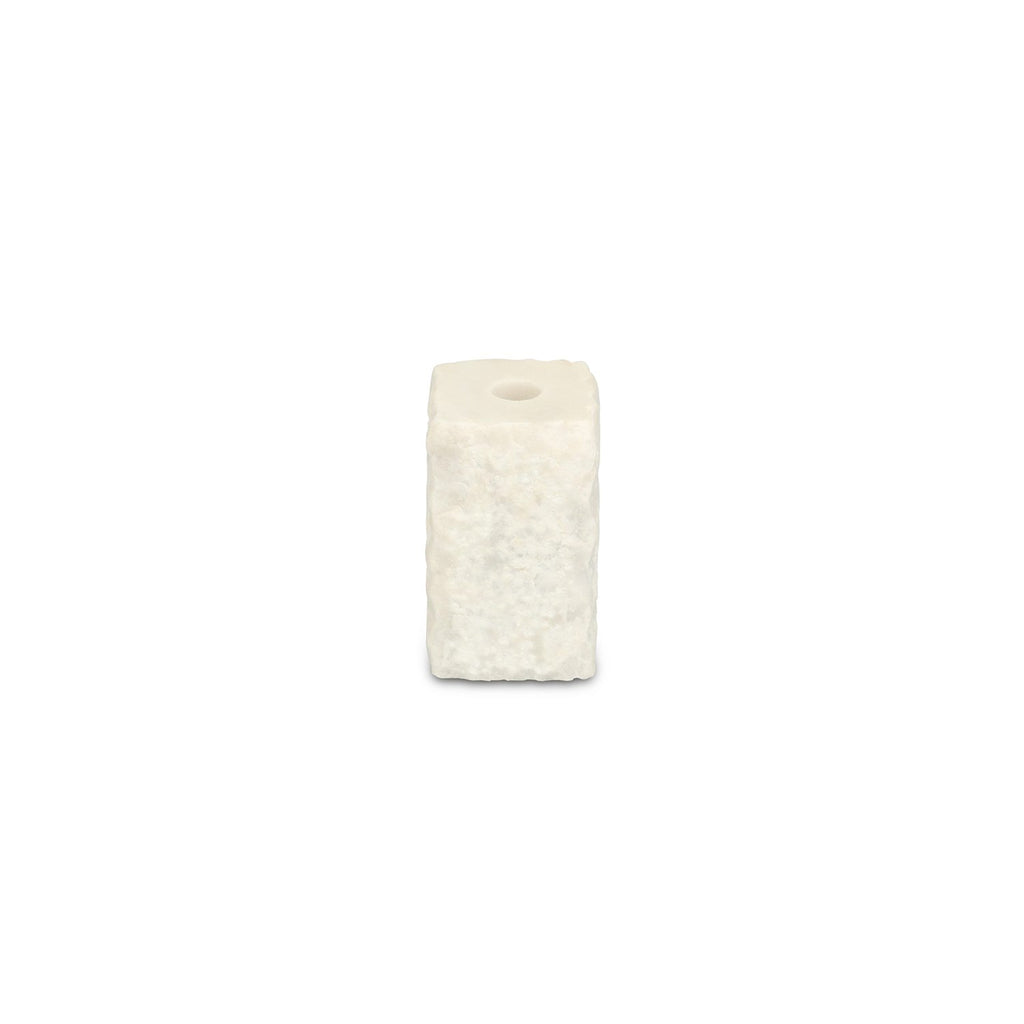 Kaarshouder 8x8xH13,5cm marmer wit Opus