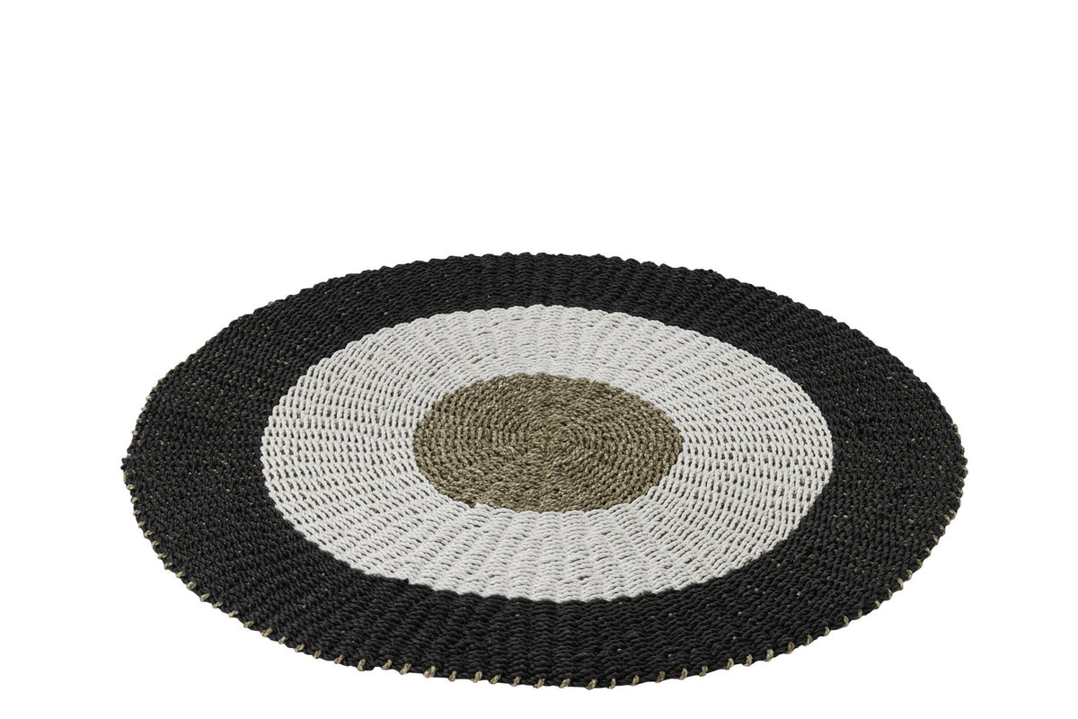J-Line vloerkleed - kunststof - wit/zwart - S