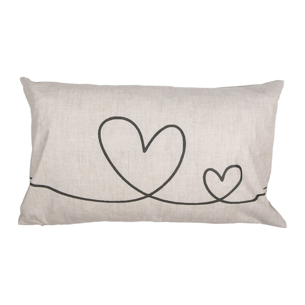Kussenhoes 30x50 cm Beige Groen Polyester Harten Sierkussenhoes