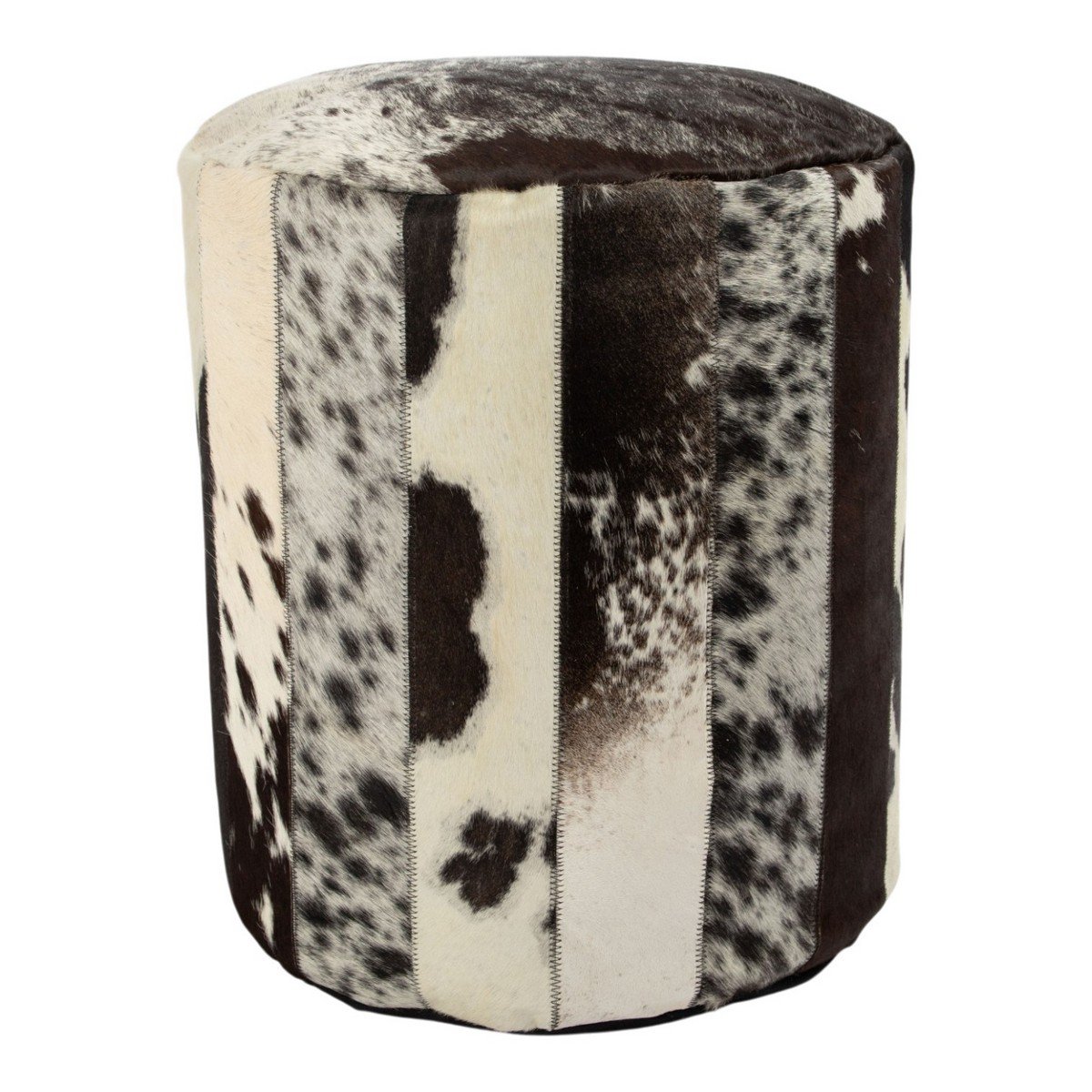 Poef koehuid patchwork zwart/wit 40x40x45cm (bos taurus taurus)