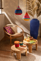 J-Line tafel Rond - hout - naturel - set van 2