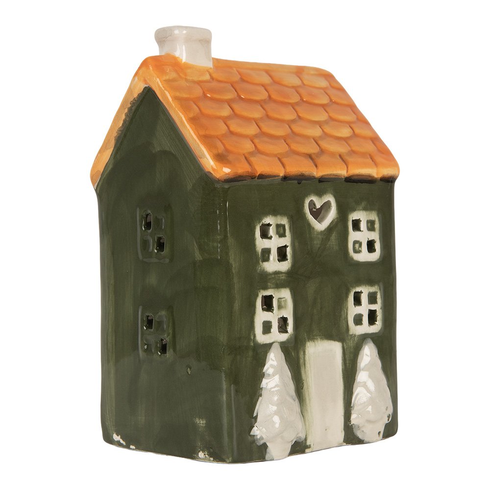 Waxinelichthouder Huis 9x8x15 cm Groen Keramiek