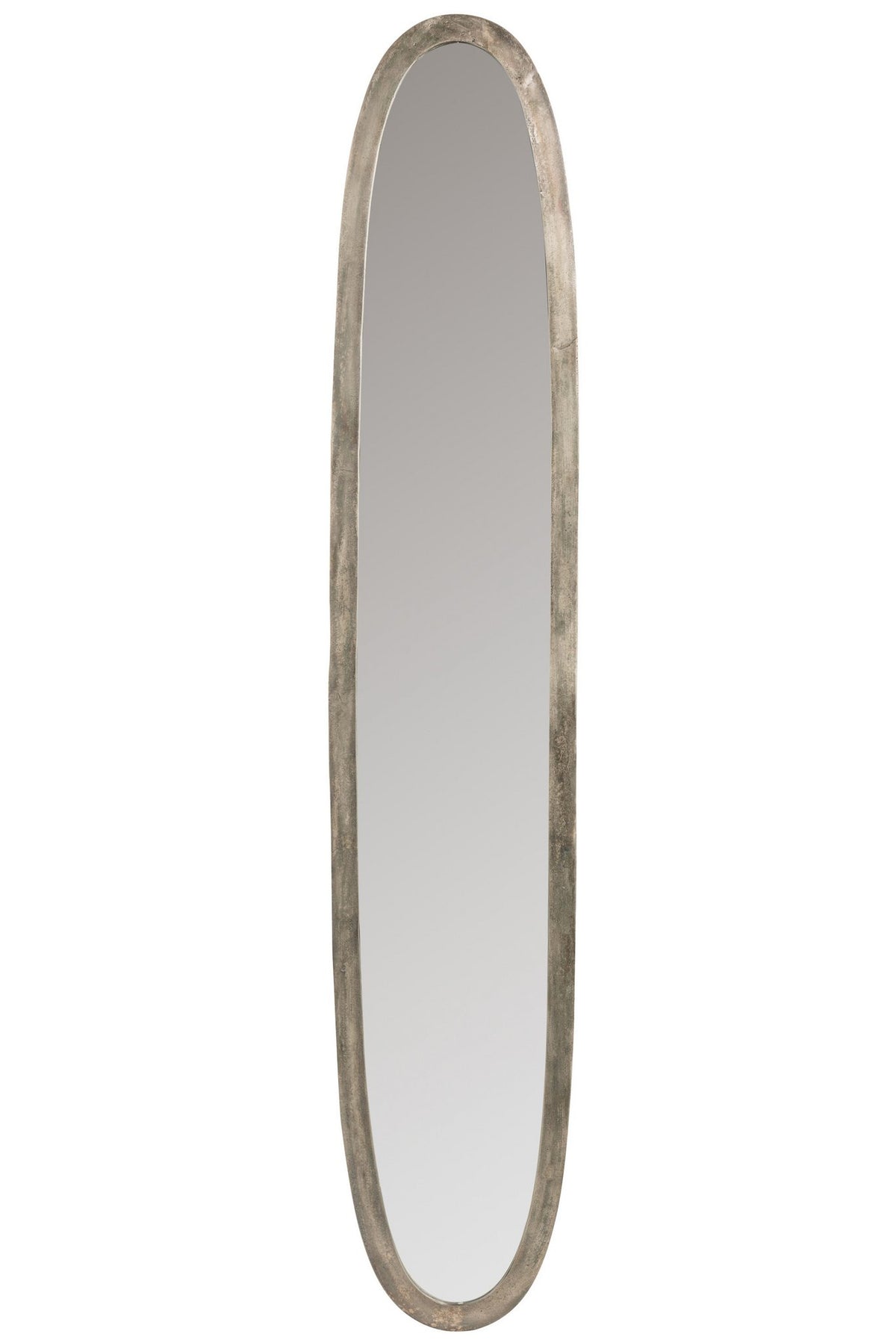 J-Line Spiegel Ovaal Aluminium/Glas Antiek Grijs Large