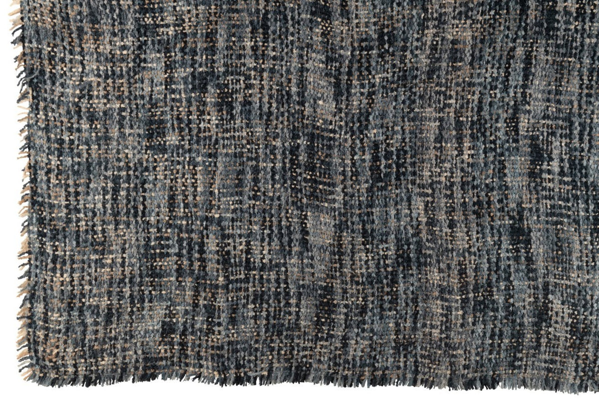 J-Line Plaid tweed - katoen - blauw/wit - 180 x 130 cm