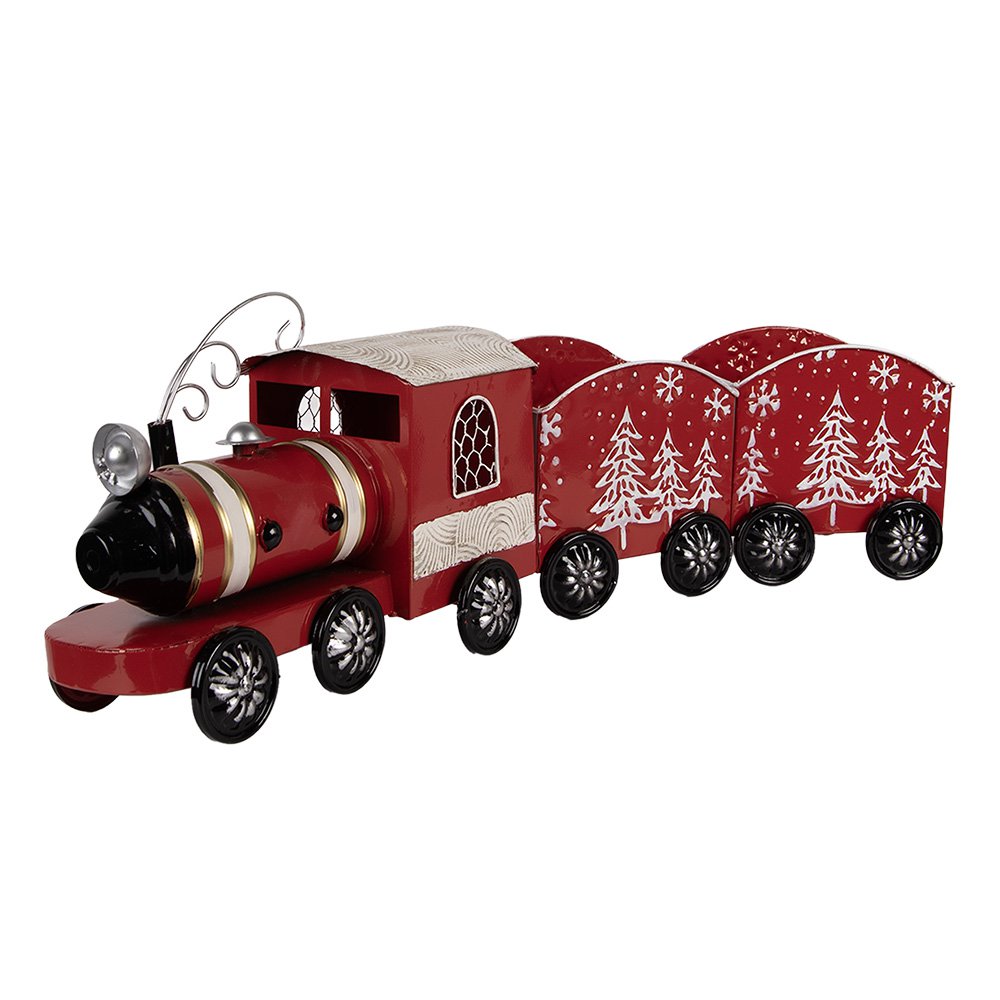 Kerstdecoratie Beeld Trein 64x13x21 cm Rood Metaal