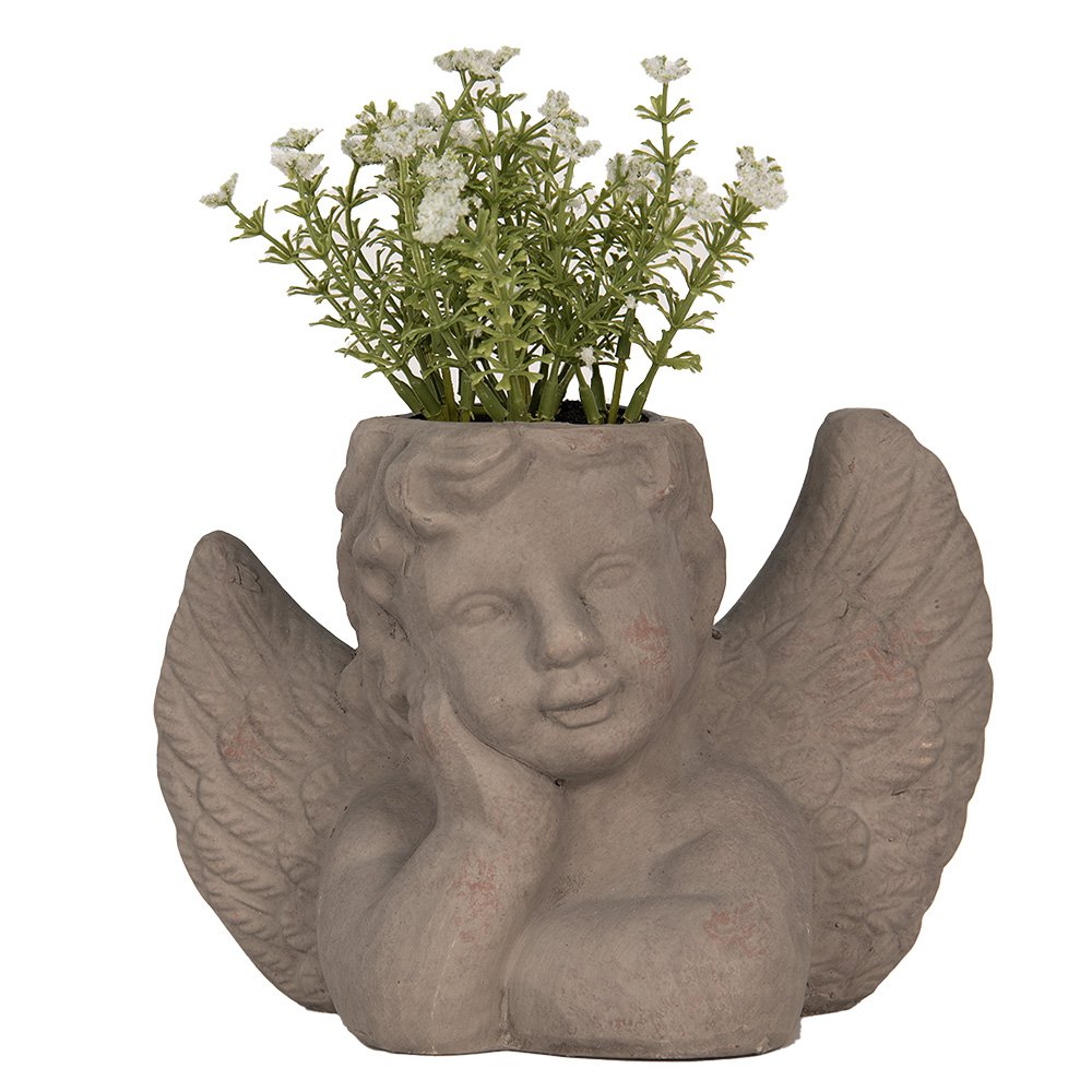 Bloempot Binnen Engel 23x13x17 cm Grijs Steen Bloempot