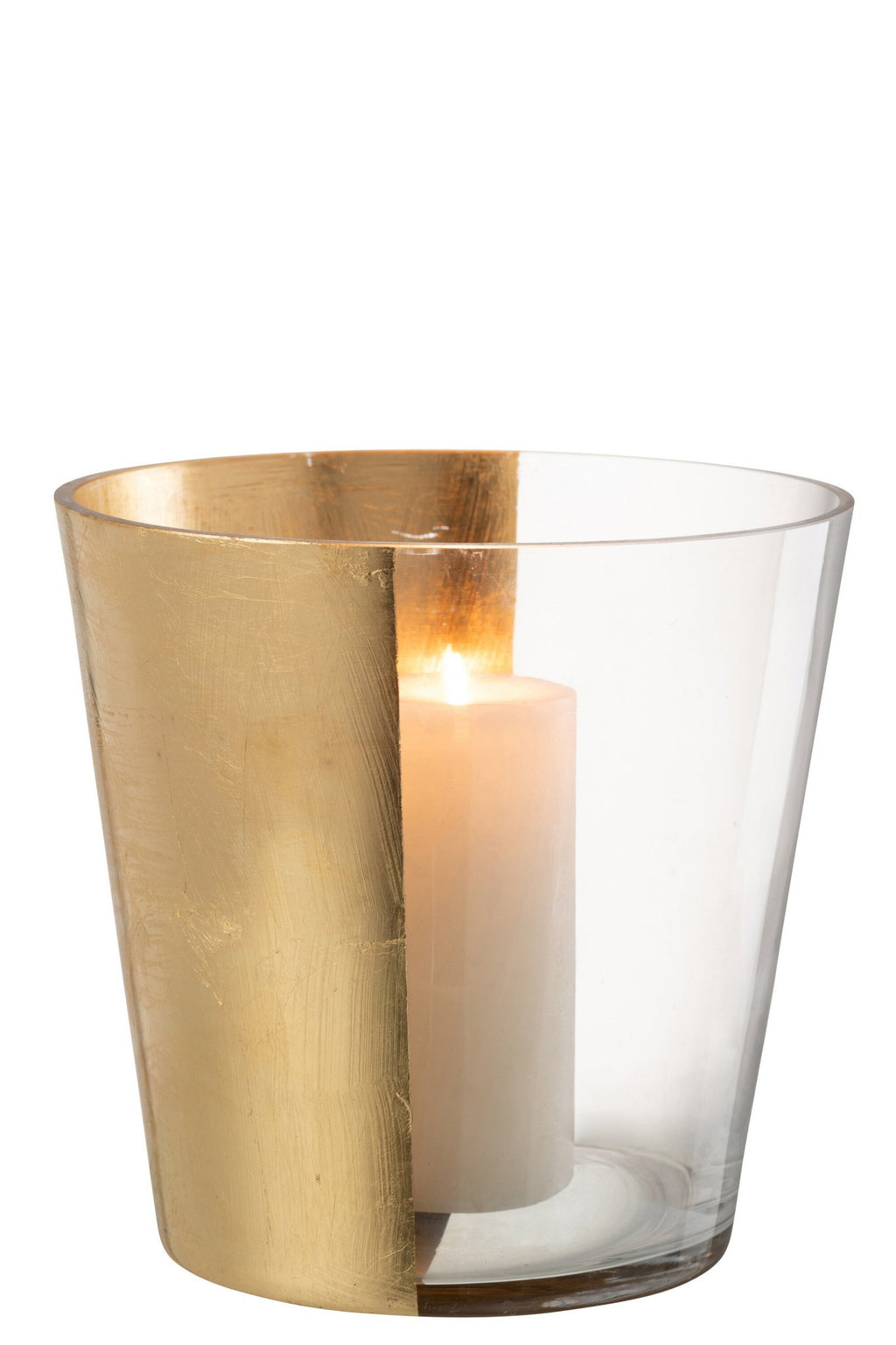 J-Line windlicht boe - glas - transparant/goud - large