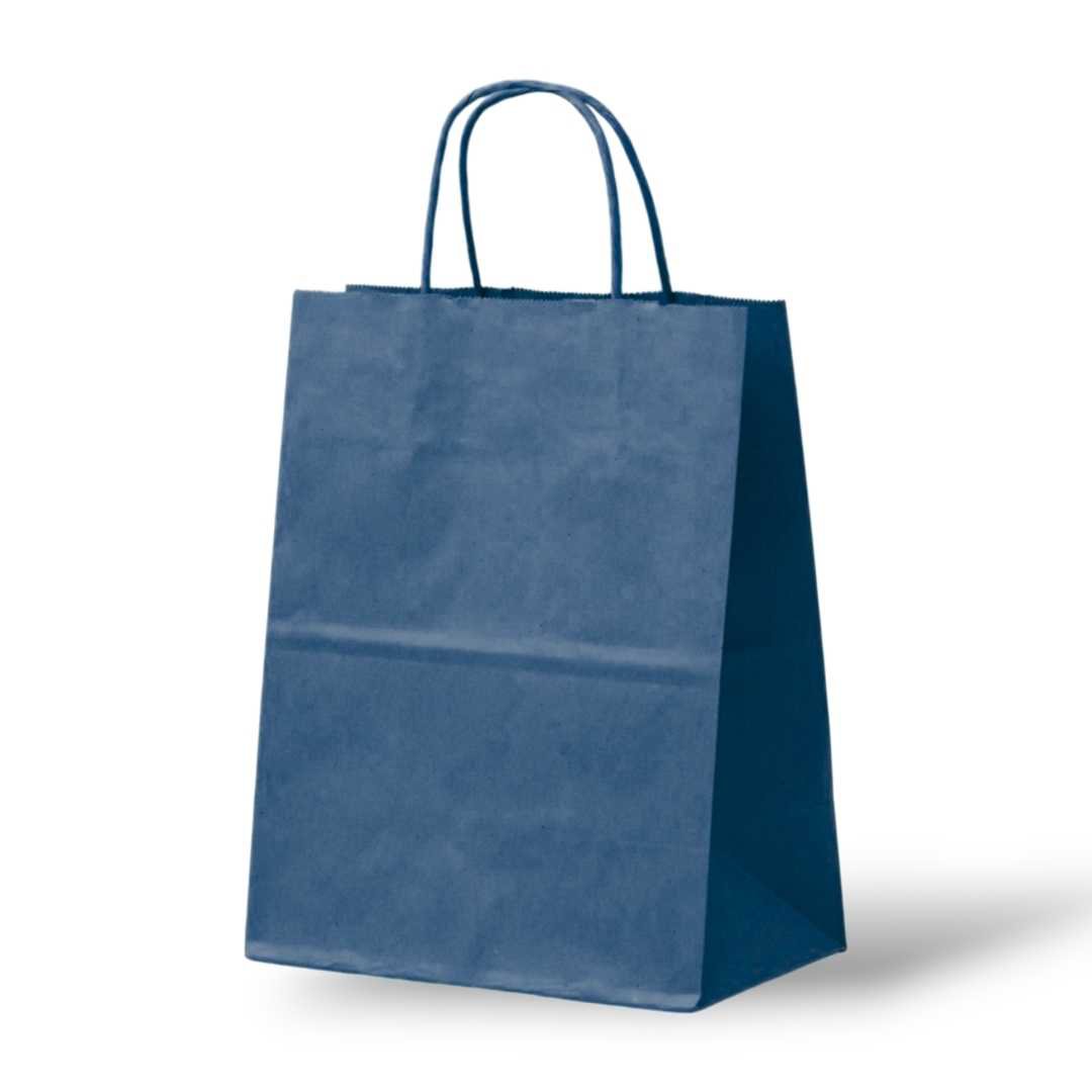 Papieren Tas (L) – Donker Blauw – 50 Stuks