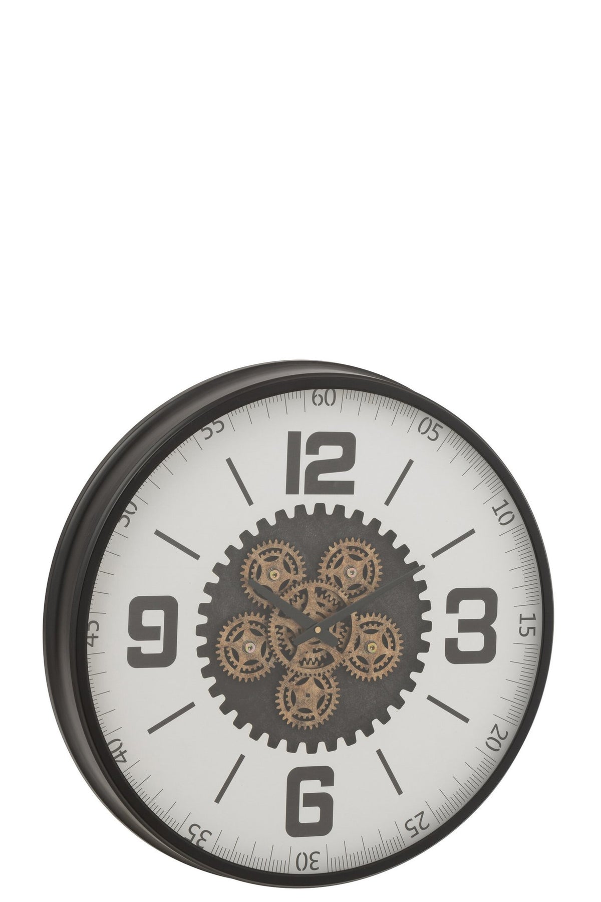 J-Line klok Tandiel - hout - zwart/wit - large - Ø 60 cm